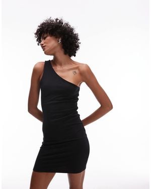 TOPSHOP One Shoulder Mini Dress - Black