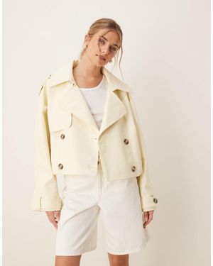 ASOS Leather Look Bomber Trench Coat - Natural