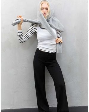 Stradivarius Smart Slim Fit Straight-leg Trousers - White