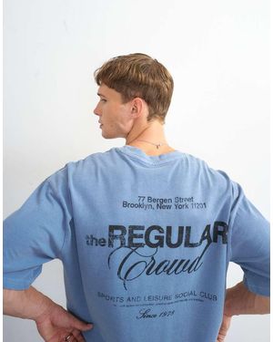 TOPMAN Relaxed Fit Front And Back Social Club Print T-shirt - Blue
