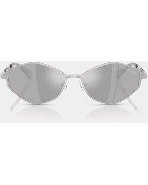 Michael Kors Coast Occhiali Da Sole Irregolari Con Lenti Specchiate Argentate - Bianco