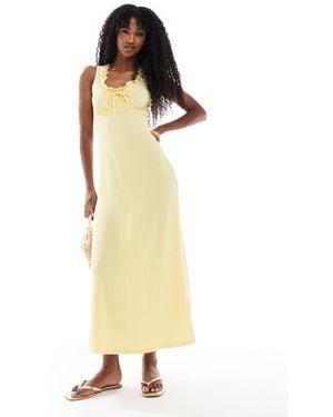 New Look Lace Trim Milkmaid Midi Dress - Yellow