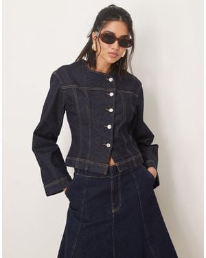 Gina Tricot Co-ord Strech Denim Jacket With Cinch Waist - Blue
