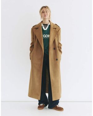Pull&Bear Faux Suede Trench Coat - Natural