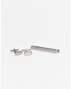 ASOS Set Brunito Con Fermacravatta E Gemelli Ovali - Metallizzato