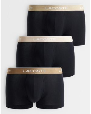 Lacoste Pack De 3 Calzoncillos Con Cinturilla De Color En Negro Y Marrón - Azul