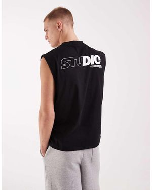 ASOS Oversized Tank With Studio Text Graphic - Black