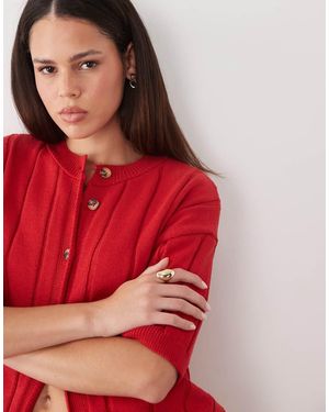 ASOS Knitted Cotton Cardigan Co-ord - Red