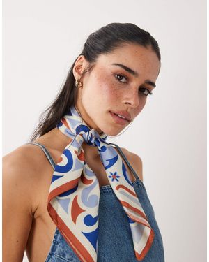 Mango Halstuch mit fliesenmuster - Blau