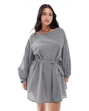 Esmee Curve Exclusive Three Quarter Sleeve Mini Beach Dress - Gray