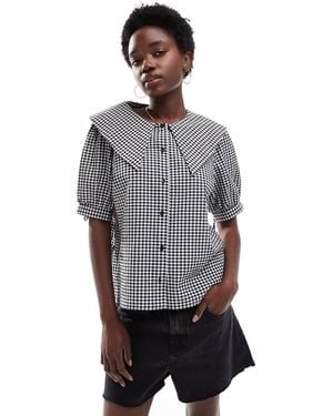 New Look Gingham Collared Shirt - Grey