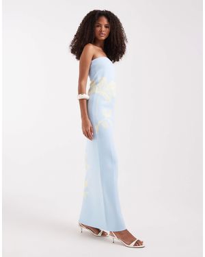 Pretty Lavish Compact Knit Bandeau Maxi Dress - White
