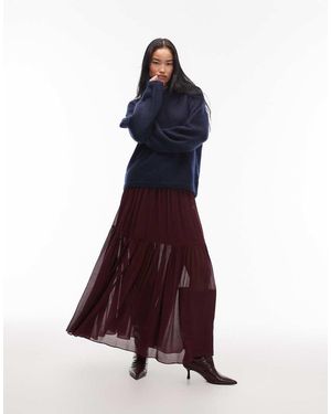 & Other Stories Doorschijnende Chiffon Maxirok Met Volumineuze Zoom - Paars