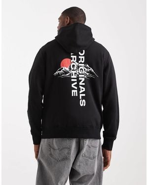 Jack & Jones Hoodie With Mountain Back Graphic - Black