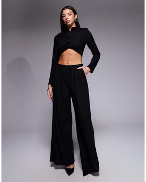 Kaiia Exclusive Cotton Rich Tailored High Waisted Wide Leg Pants Co-ord - Blue