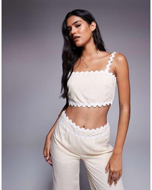 Missy Empire Cotton Scallop Edge Square Neck Top Co-Ord - Natural
