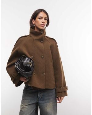 Monki Funnel Neck Jacket - Brown