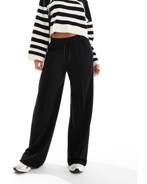 Bershka Tie Waist Wide Leg Joggers - Black