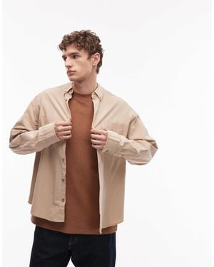 ASOS Oversized Textured Shirt - Natural