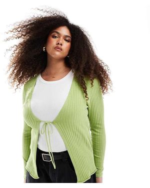 ONLY Cárdigan Verde Con Lazada Delantera De Canalé De