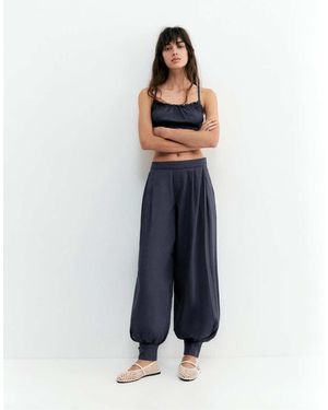 Pull&Bear Rustic Sarouel Trousers - Blue