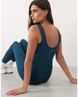 4505 Canotta Sportiva A Doppio Strato Con Scollo Rotondo, Reggiseno Interno E Imbottitura Estraibile - Blu