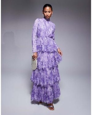 Beauut Maryisa Long Sleeve Ruffle Maxi Dress - Purple
