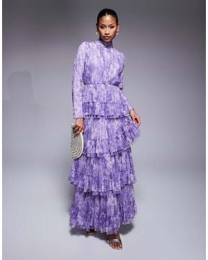 Beauut Maryisa Long Sleeve Ruffle Maxi Dress - Purple