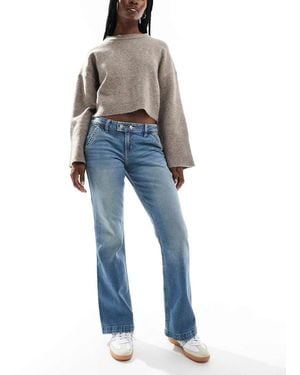 Hollister Vaqueros Azul Añil De Corte Bootcut Holgado Y Talle Bajo De