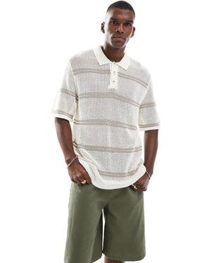 Jack & Jones – poloshirt aus häkelstrick - Grau