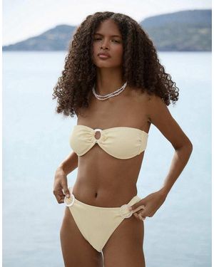 4th & Reckless Crinkle Pearlescent Ring Detail Bikini Bottom Co-ord - Brown