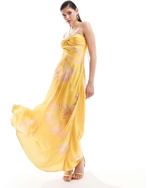 Mango – neckholder-midikleid aus satin - Mettallic