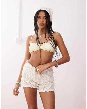 Reclaimed Vintage Crochet Bloomer Beach Shorts - White