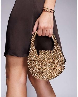 ASOS Metallic Beaded Flap Over Clutch Bag