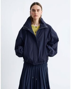 & Other Stories Nylon Short Bomber Jacket With Waist Pleat Detail - Blue