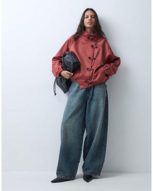 ASOS Satin Jacket With Side Buttons - Blue