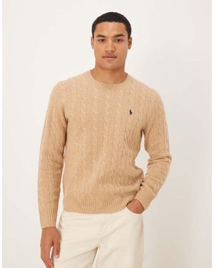 Polo Ralph Lauren Jersey Color Camel Jaspeado Con Logo De Punto De Ochos De Lana Icon De -Neutro