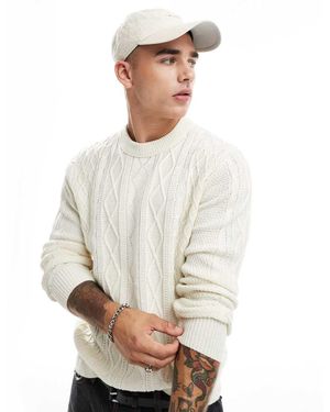 River Island Maglione Lavorato A Trecce Pesante Écru - Bianco