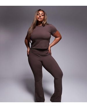 4505 Curve Icon Wrap Waist Slim Kick Yoga leggings - Brown