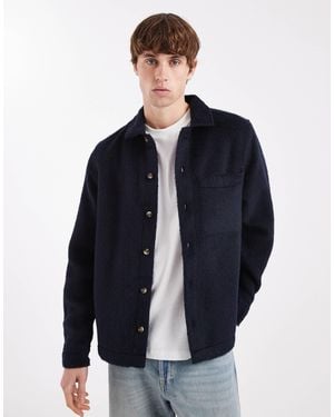 ASOS Brushed Wool Look Overshirt - Blue