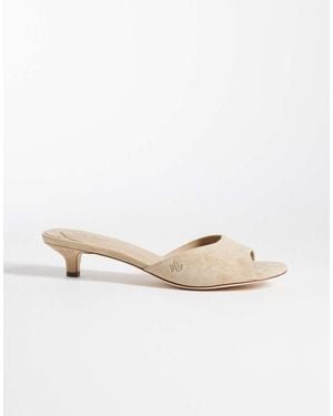Ralph Lauren Heeled Snakeskin Mule Sandal - Natural