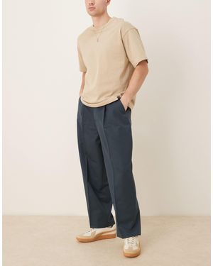 ASOS Balloon Fit Dress Pants With Front Pleats - Blue