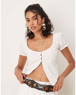 Motel Norya Puff Sleeve Blouse - Natural