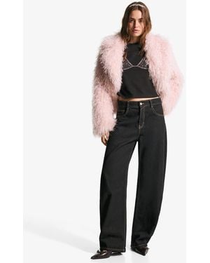Bershka Faux Fur Jacket - Pink