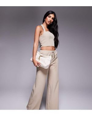 Kaiia Exclusive Tie Waist Wide Leg Trousers Co-Ord - Natural