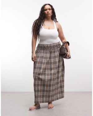 Collusion Plus Shirred Waist Band Maxi Skirt - Brown