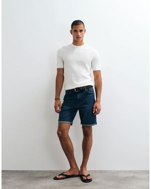 Mango Short en jean avec ourlet roulé - moyen - Blanc