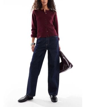 Miss Selfridge High Waist Contrast Stitch Straight Leg Jeans - Blue