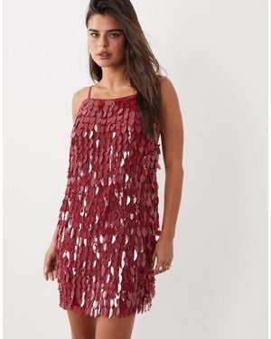 ASOS Verziertes mini-kleid mit perlen - Rot