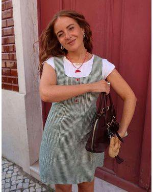Labelrail Vestido Corto A Cuadros Pequeños Olivia De X Rebecca - Verde